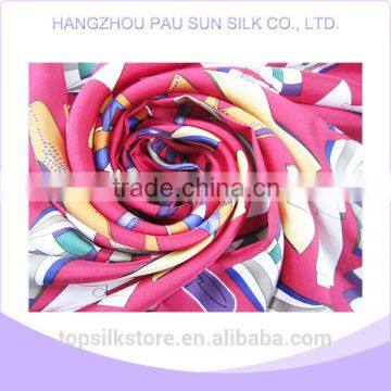 Square Fashion Flowers 100% Silk Printed Scarf photo-2