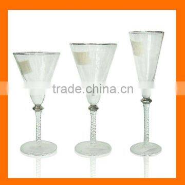 Wine glass with silver rim ,champagne flute