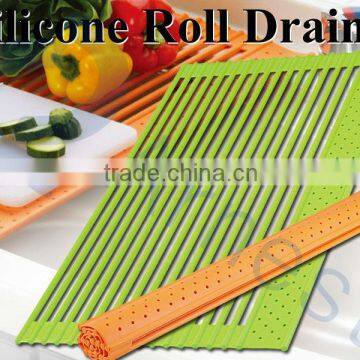 silicone products tools kitchenware dishe drainer kitchen sink item accessories utensil silicone foldable roll plate 75761