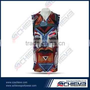 Full sublimation print camo men's team basketball uniforms/basketball tops