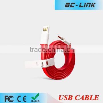 USB-IF Certified Red Flat USB A to USB type C adapter cable