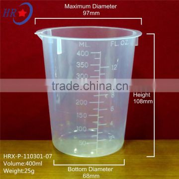 400ml High Transparency Plastic Beaker, disposable plastic measuring cup, pp beaker