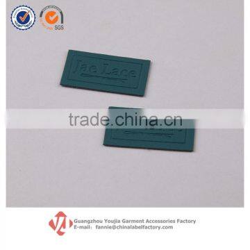 Green Color Embossed Logo Fake Leather Patch PU Label