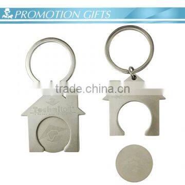 Promotional metal trolley coin keychain with logo