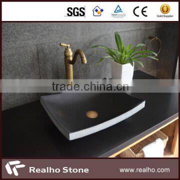 Chinese Absolute Black Granite Bathroom Flat Basin