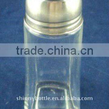 glass clear condiment shaker with metal cap