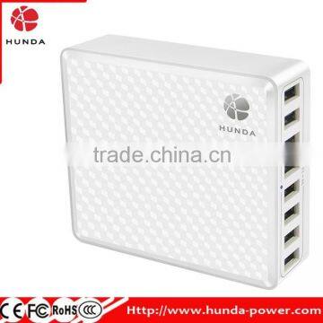 HUNDA New Arrival 5V/12A 8 Ports Intelligent Multi Desktop USB Charger- White