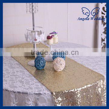 RU017C hot sale Angela weddding beaded sparkly light gold sequin table runner