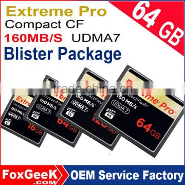 Blister Packing 64GB Real Capacity Extreme Pro CompactFlash CF Card UDMA7 95MB/s CF Memory Card 16 32 128 GB micro Camera