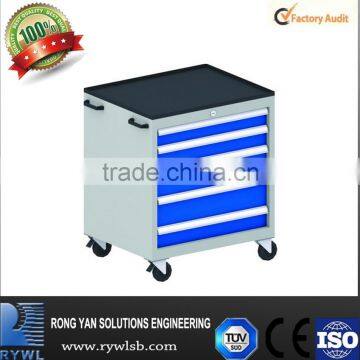 industrial movable 5 drawrs iron cabinet on wheels for tools and parts