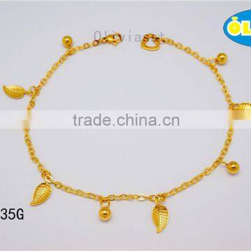 Olivia 2016 New Fashion Stainless Steel Jewerlry Simple Leaves design anklets for women