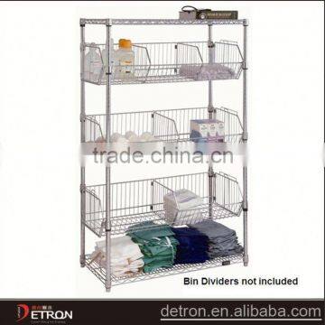 Commercial adjustable standing wire basket shelf