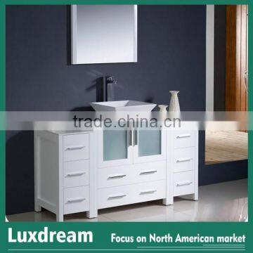 White high glossy bath furniture with double side cabinets combo