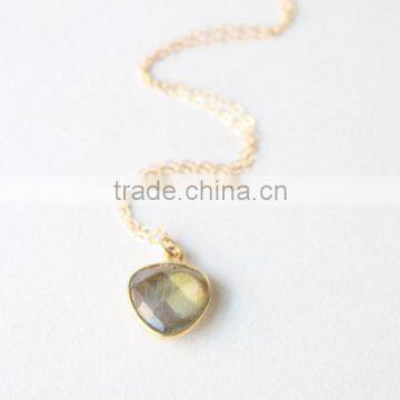 Labradorite Gemstone silver Drop Boho necklace