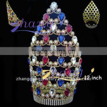 large colored rhinestone pageant crown