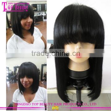 New Beauty Good Feedback Cheap Bob Human Hair Full Lace Wigs With Bangs