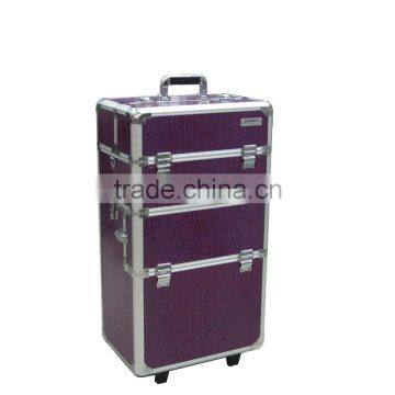 2 in 1 professional rolling cosmetic chest trolley makeup case,hairdresser tool case,jewelry accessories box (HX-L008PU)