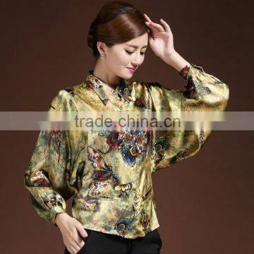 Digital Print Custom Women Silk Shirt