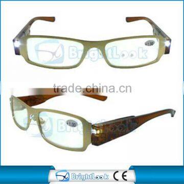 Stainless steel frame with PC temple fashion LED reading glasses eyewear BRM2848