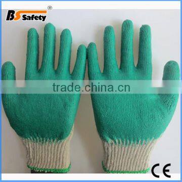 BSSAFETY 35-45G green latex palm coated safety work gloves with cotton liner