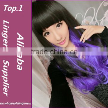 New Fashion Harajuku Cosplay Anime Wig Young Heat Colorfull Ombre Wig Party Synthetic Wigs With Bangs