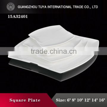 Ceramic plate hot sale Porcelain white square plate for daily use.