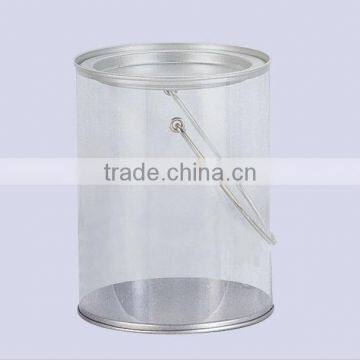 OEM wholesale round small tin bucket pail with handle clear PVC plastic pail