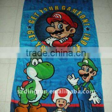 100% cotton reactive printed velour cartoon beach towel