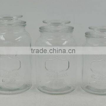 2016 New Airtight Storage Bottles & Jars Glass Canister Quality Embossment With Glass Lid