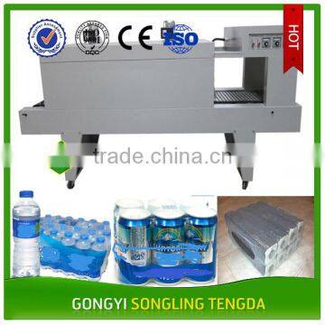 Semi automatic PE film shrink wrapping packing machine for plastic bottles