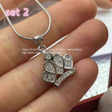 Sterling Silver 925 Fine Fashion Jewelry New Style Crown Sets Pendant Ring Earring Rhodium Plated High Quality photo-4