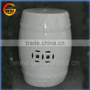 white ceramic garden drum stool