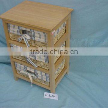 Custom High Quality Wicker Basket Drawers Wooden Storage Cabinet