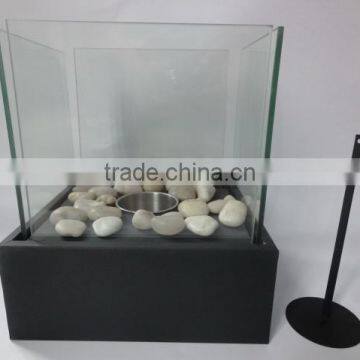 Decorative Square Table Top Iron Metal &glass Bio Ethanol Fireplace photo-3