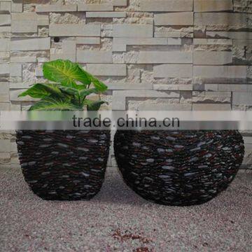 Modern Style Pebble Black Resin Garden Flower Pots photo-2