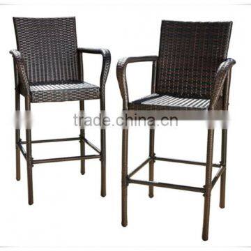 Outdoor high quality black rattan wicker high seat bar stool