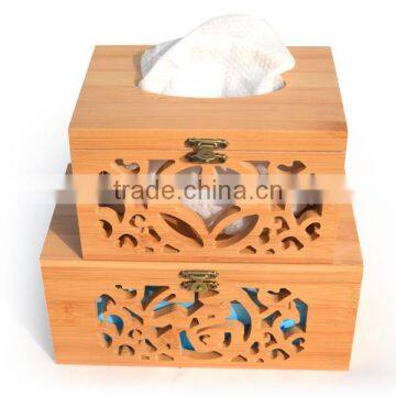 Imported High-Grade Pine Hollow Carved Flowers Napkin Box, Wooden Copper Buckle Chinese Style Tissue Box