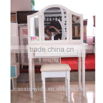 Wooden Makeup Dresser With Mirror K/D Style One Set of Desk and Chair Europe White Color High Quality