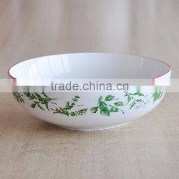 12" porcelain round jumbo pasta bowl with Christmas design printing