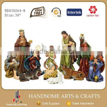 8 Inch Resin Craft Wood Grain Christmas Religious Items Nativity Set photo-2