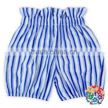 High Quality Sweet Blue White Stripe High Waist Seersucker Toddler Girls Shorts Kids Summer Bubble Shorts photo-2
