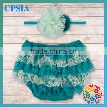 Wholesale bloomers for kids with headband set petti lace diaper cover for children