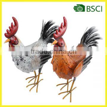 Outdoor Patio Garden Ornament Rooster Feather 40cm Metal Rooster Decore