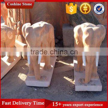 Garden Small Red Elephant Hand-carved Marble Statue