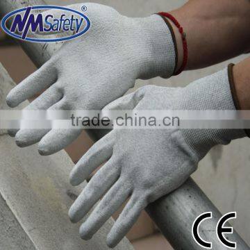 NMSAFETY en388 anti-static safety pu palm coated nylon gloves