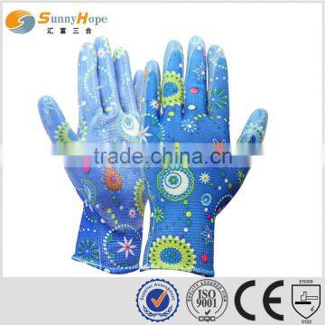 sunnyhope colored pattern nitrile nylon gloves gardening gloves