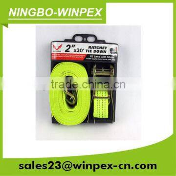 Overlength Polyester car Ratchet Strap/Ratchet tie down/lashing strap