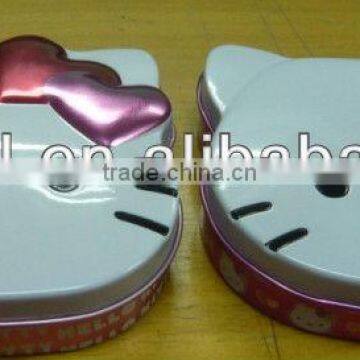 Cat Head Shaped Tin Case, Cat Tin Box