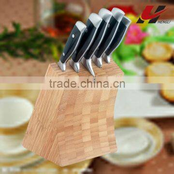 Culinary knife with bamboo block