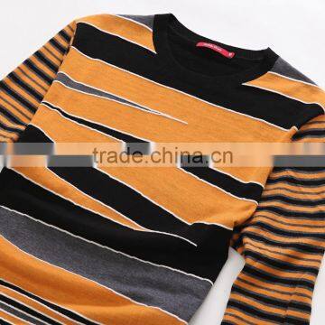 2016 Men's Stripe Design Sweater 100%wool Round Neck photo-3